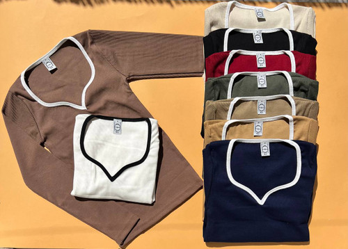 بلوز یقه دلبری آستین بلند زنانه