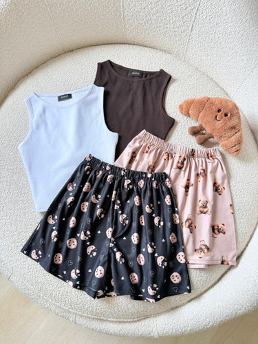 ست کراپ و شلوارک فانتزی