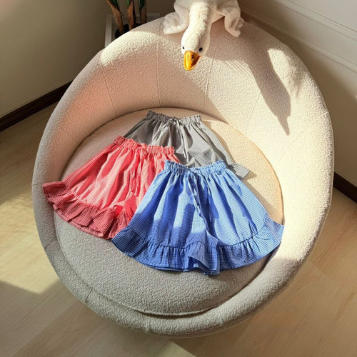 شلوارک پایین چین دار چارخونه دخترانه