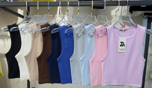 تاپ کراپ یقه گرد ساده با رنگای پاستلی زنانه